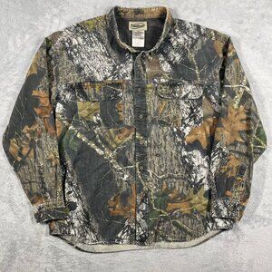 Vintage Fieldstaff Camo Shirt Jacket Size XL Vented Adult Twill Hunting Outdoor